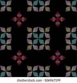 Hand drawn ornament seamless pattern. Vector abstract colorful shiny background.