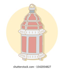 Hand drawn of ornamental arabic lantern isolated with vector style doodle design illustrations.