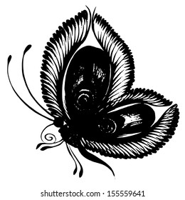hand drawn, ornamental, black silhouette in grunge style