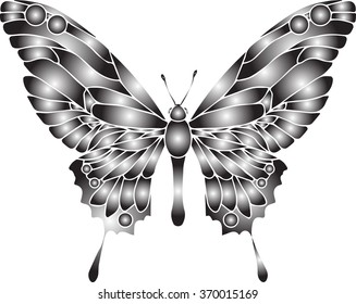 Hand drawn ornamental butterfly vector outline illustration 