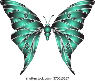 Hand drawn ornamental butterfly vector outline illustration 