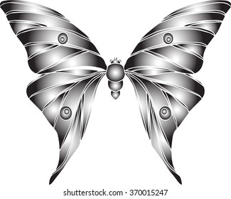 Hand drawn ornamental butterfly vector outline illustration 