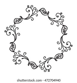 Hand drawn ornamental circle frame. Vector illustration isolated on white