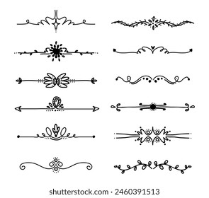 Hand drawn ornamental divider with arrows