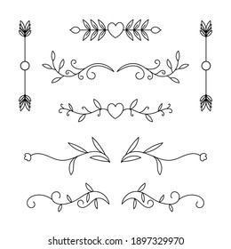 Des éléments d'ornement dessinés à la main. - Image vectorielle.