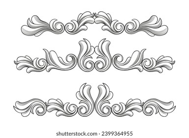 Hand drawn ornamental flower borders