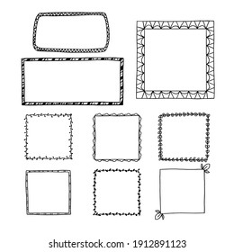 Hand Drawn Ornamental Frame Collection Vector Illustration.