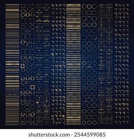 Quadros Ornamentais Desenhados À Mão. Elementos caligráficos antigos. Quadros decorativos, divisores floreados, bordas. Lindos redemoinhos, pias decoradas com motivos e pergaminhos. Círculo, quadrado e retangular
