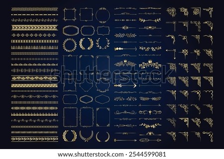 Hand Drawn Ornamental Frames. Vintage calligraphic elements. Decorative frames, flourish dividers, borders. Beautiful swirls, sinks decorated with motifs and scrolls. Circle, square and rectangular
