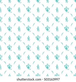 Hand Drawn Ornamental Leaf. Vintage Elegant Floral Seamless pattern with Leaves