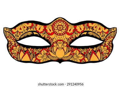 Hand drawn ornamental mask. Vector art illustration.