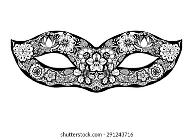 Hand drawn ornamental mask. Vector art illustration.