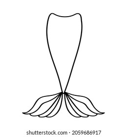 Hand drawn ornamental mermaid's tail. Vector illustration isolated on white.