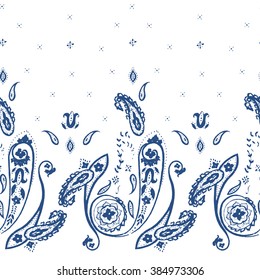 Hand drawn ornamental paisley pattern, lace seamless background. For wrapping, wallpaper, textile