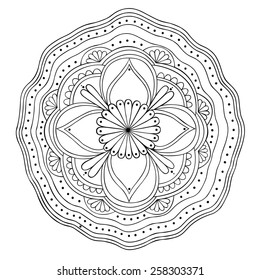 Hand drawn ornamental round pattern. Ethnic mandala. Vector art