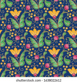 Hand drawn ornamental seamless pattern in medieval style.