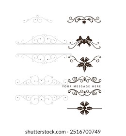Hand drawn ornamental winter dividers. Snowflakes borders, Christmas holiday decor and floral ornate dividers. Ornamental wedding or Xmas card floral frames separators. Isolated vector symbols set