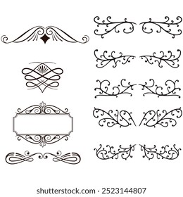Hand drawn ornamental winter dividers. Snowflakes borders, Christmas holiday decor and floral ornate dividers. Ornamental wedding or Xmas card floral frames separators. Isolated vector symbols set