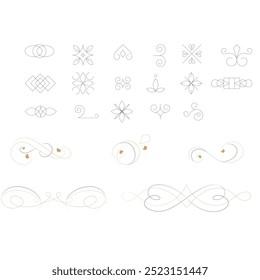 Hand drawn ornamental winter dividers. Snowflakes borders, Christmas holiday decor and floral ornate dividers. Ornamental wedding or Xmas card floral frames separators. Isolated vector symbols set