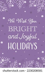 Hand drawn ornaments. Card with Christmas branches and wishes. Vector illustration