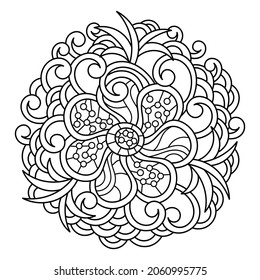 Hand drawn ornate doodle design. Coloring book page for adults. Vector illuctration