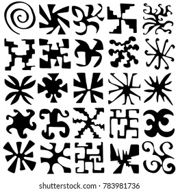 Hand drawn ornate marker shapes, in five by five grid structure