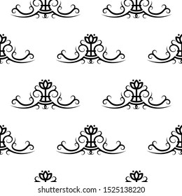Hand drawn ornate seamless pattern. Elegant royal wedding background. Vector isolated vintage invitation card texture.