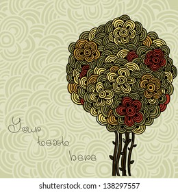 Hand Drawn Ornate Tree Doodle Vector Illustration