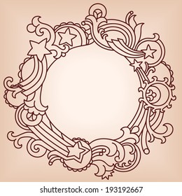 Hand drawn ornate vector circle frame