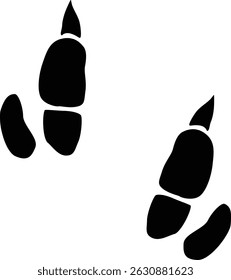 hand drawn ostrich paw print silhouette. Animal footprint in black color.