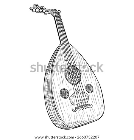 Hand Drawn Oud Instrument Sketch
