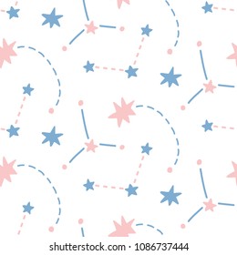 Hand drawn outer space seamless pattern. Vector illustration.