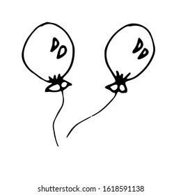 Hand drawn outline balloons for web, cartoon, background