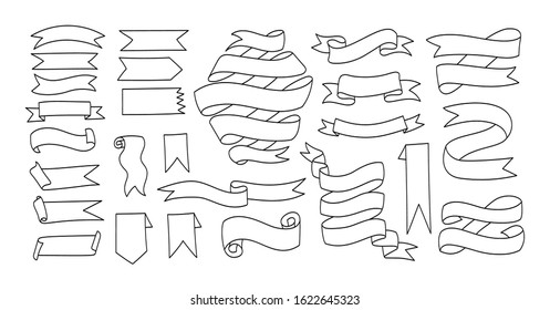 Hand Drawn Outline Banner Vector Set Stock Vector (Royalty Free ...