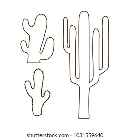 hand drawn outline cactus set