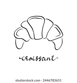Hand drawn outline chocolate chip cookie with lettering. Vector illustration