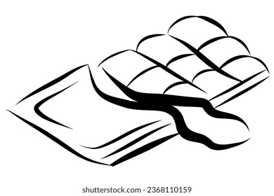 Hand drawn outline chocolate on a white backgroun. Vector illustration. Perfect for icon, menu, sticker sign, logo, card, label, poster, banner, coloring page.