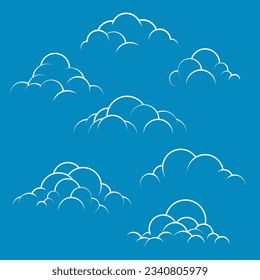 hand drawn outline cloud collection