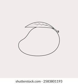  Hand drawn outline coloring of mango fruit