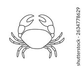 Hand drawn outline crab. Editable stroke. Marine life animals. Isolated vector illustration 