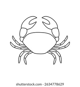 Hand drawn outline crab. Editable stroke. Marine life animals. Isolated vector illustration 