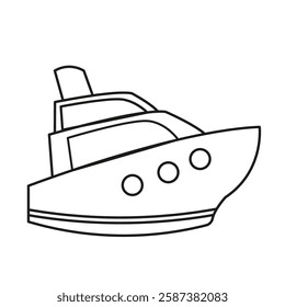 Hand drawn outline cruise ship isolated on white background