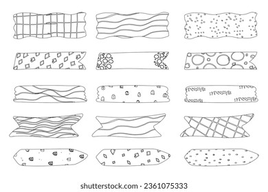 Hand drawn outline cute bookmarks, stickers