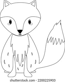 hand drawn outline cute fox coloring page