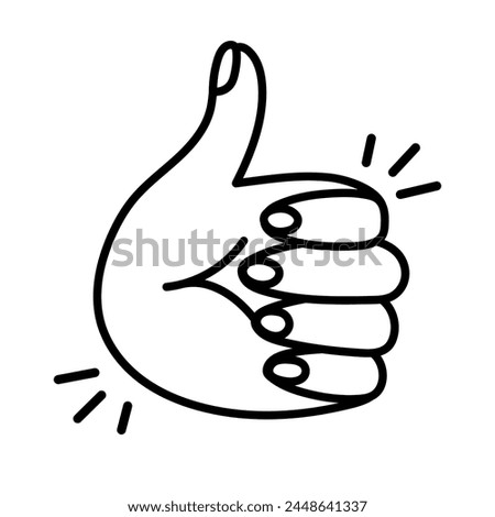 Hand drawn outline doodle of gesture of OK, super, approve, success, agree, YES. Satisfaction, excellent, good job, achievement concept. Hand showing symbol Okay with fingers isolated on background.