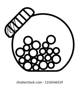 Hand drawn outline doodle glass candy jar