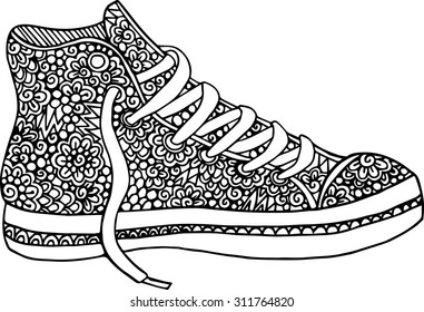 Hand Drawn Outline Doodle Sneakers Illustration Stock Vector (Royalty ...