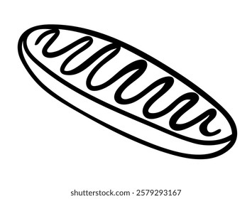 Hand drawn outline eclair on a white background. Vector illustration. Perfect for icon, menu, sticker sign, logo, card, label, poster, banner, coloring