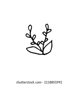 hand drawn outline element for easter, decorative plant