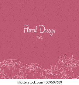Hand drawn outline floral border and place for your text, vector illustration